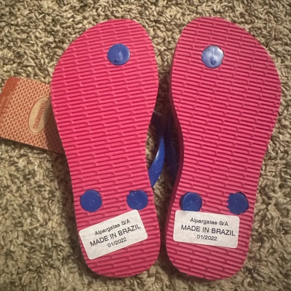HAVAIANAS TODDLER ELECTRIC PINK FLIP-FLOP SANDALS: NWT: SZ 10